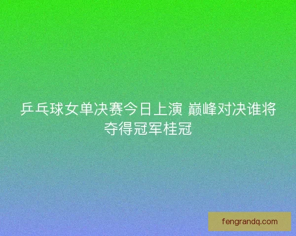 乒乓球女单决赛今日上演 巅峰对决谁将夺得冠军桂冠