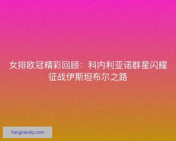 女排欧冠精彩回顾：科内利亚诺群星闪耀征战伊斯坦布尔之路