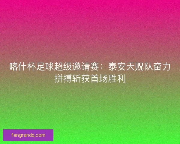 喀什杯足球超级邀请赛：泰安天贶队奋力拼搏斩获首场胜利