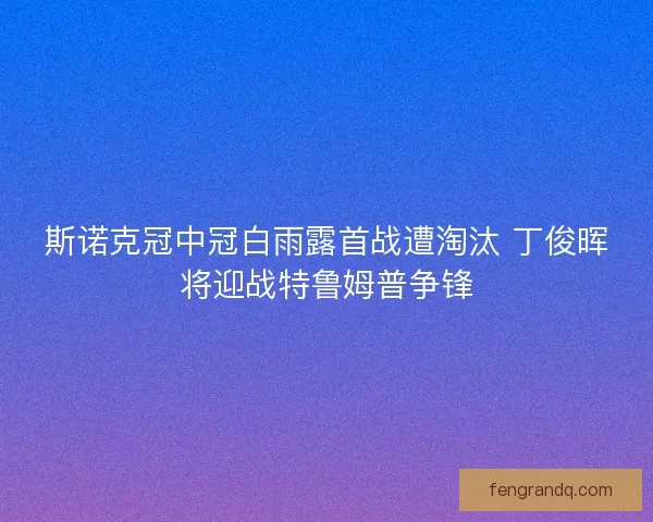 斯诺克冠中冠白雨露首战遭淘汰 丁俊晖将迎战特鲁姆普争锋 斯诺克冠中冠白雨露首战遭淘汰 丁俊晖将迎战特鲁姆普争锋