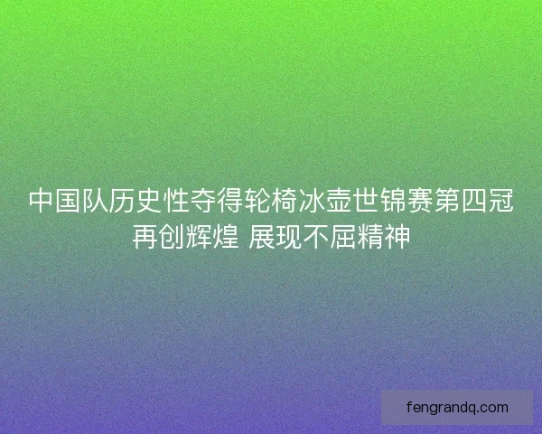 中国队历史性夺得轮椅冰壶世锦赛第四冠再创辉煌 展现不屈精神